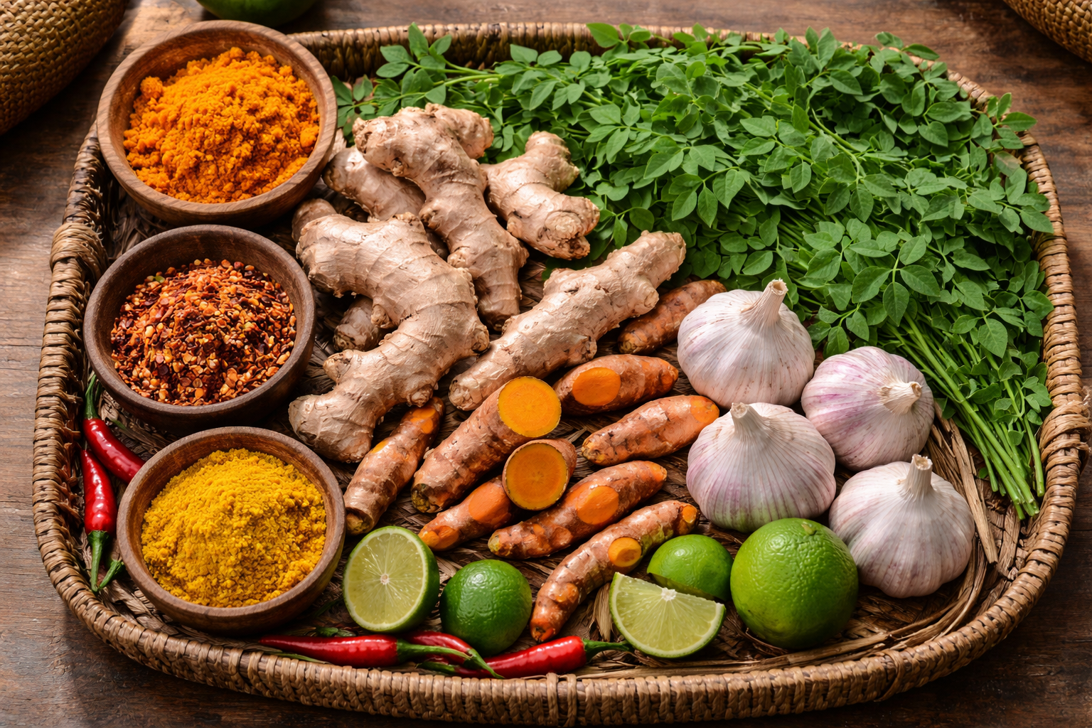 Fresh Nigerian herbs and ingredients