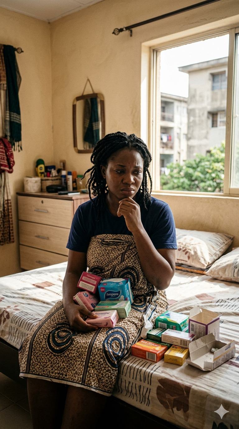 A Nigerian woman sitting thoughtfully, representing the challenge of recurring odour and the search for lasting answers